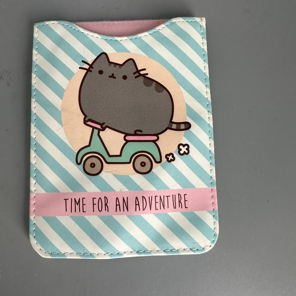 Pusheen the Cat Passport Holder Travel Sleeve Blue Stripe Scooter Airplane 2016